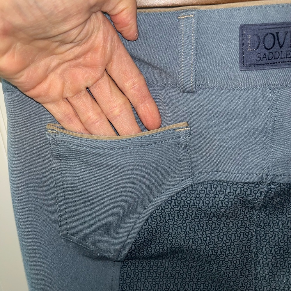 Dover Saddlery Gray, Blue and Brown Women's Riding Pants Breeches - Picture 7 of 14